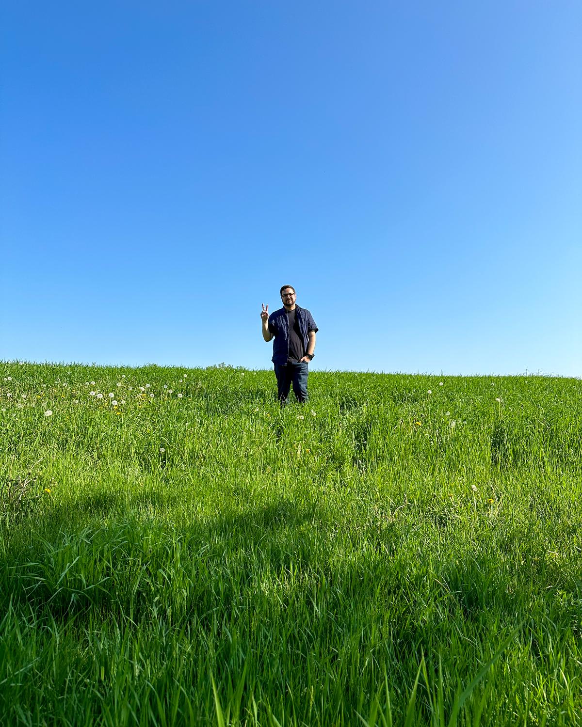 Touching grass